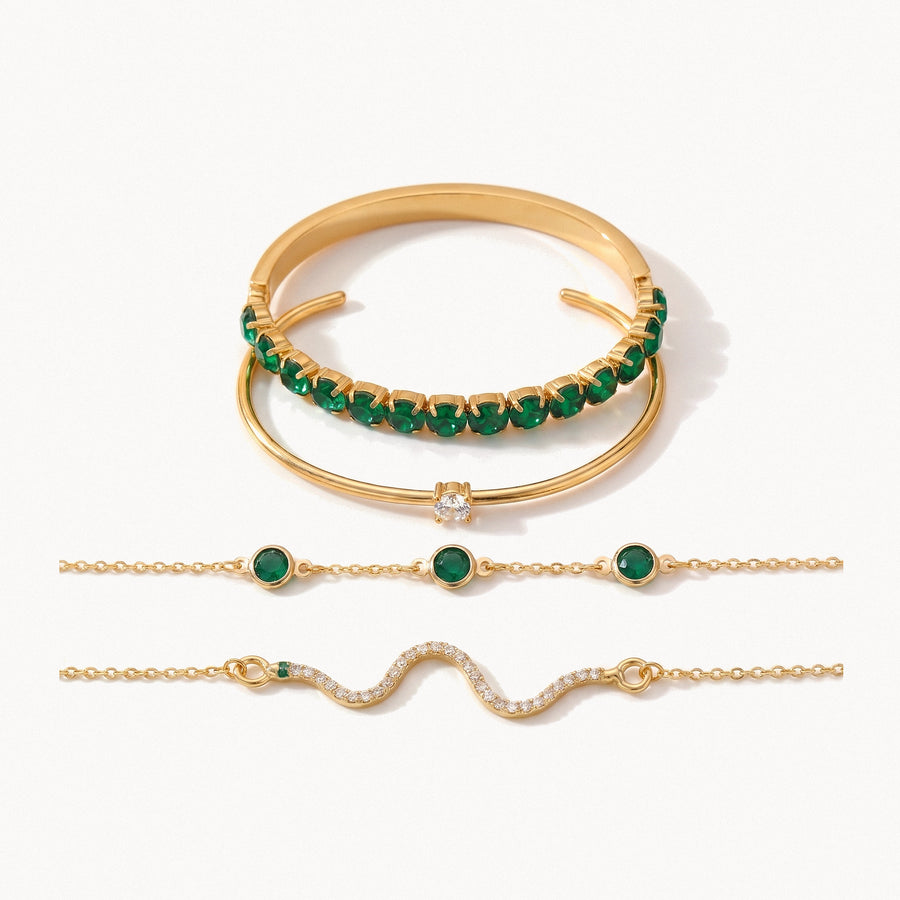 Green Stone Bracelet Set