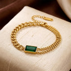 Green Stone Chain Bracelet