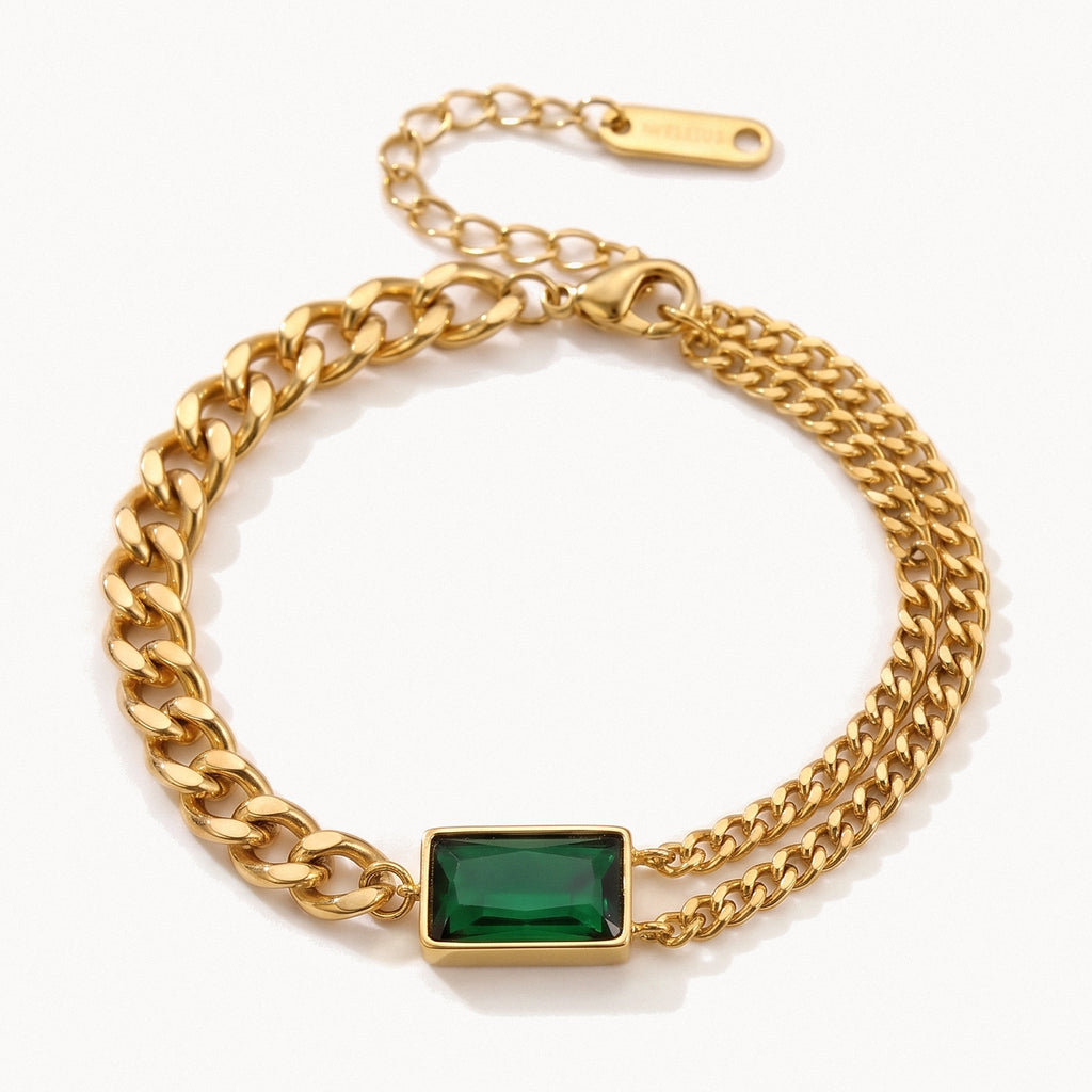 Gold Emerald Chain Bracelet