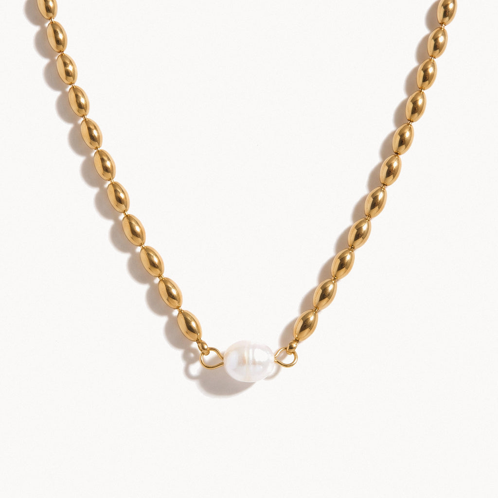 Pearl Paperclip Necklace-Necklaces-Yiyae-Gold-Yiyae