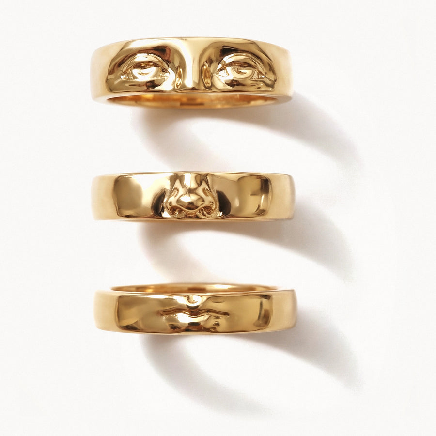Sculptural Face Ring Set