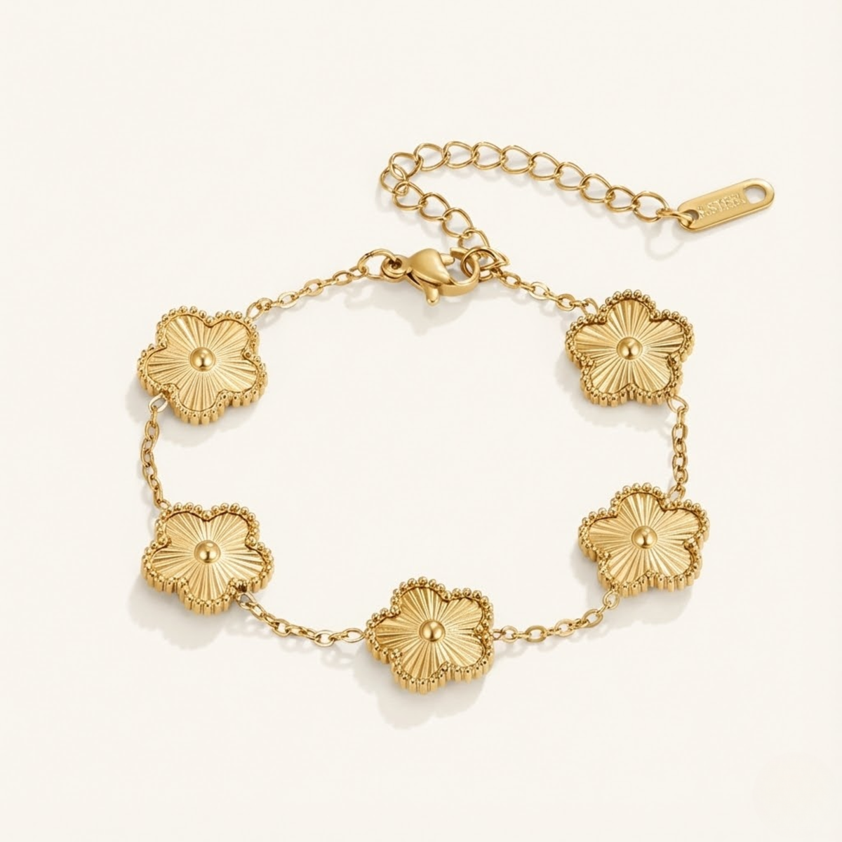Textured Clover Bracelet - Gold - Bracelets - Yiyae - foto 2